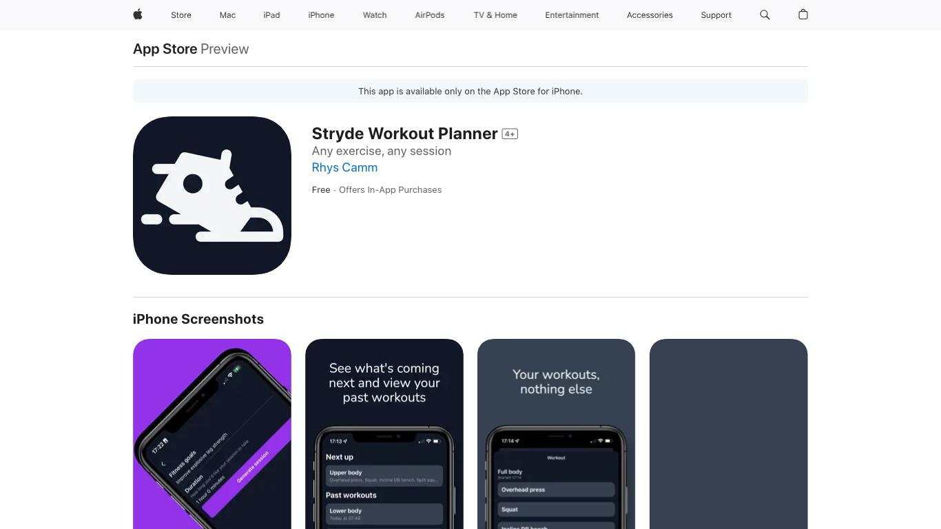 Stryde Workout Planner - Trending AI tool for Fitness and best alternatives