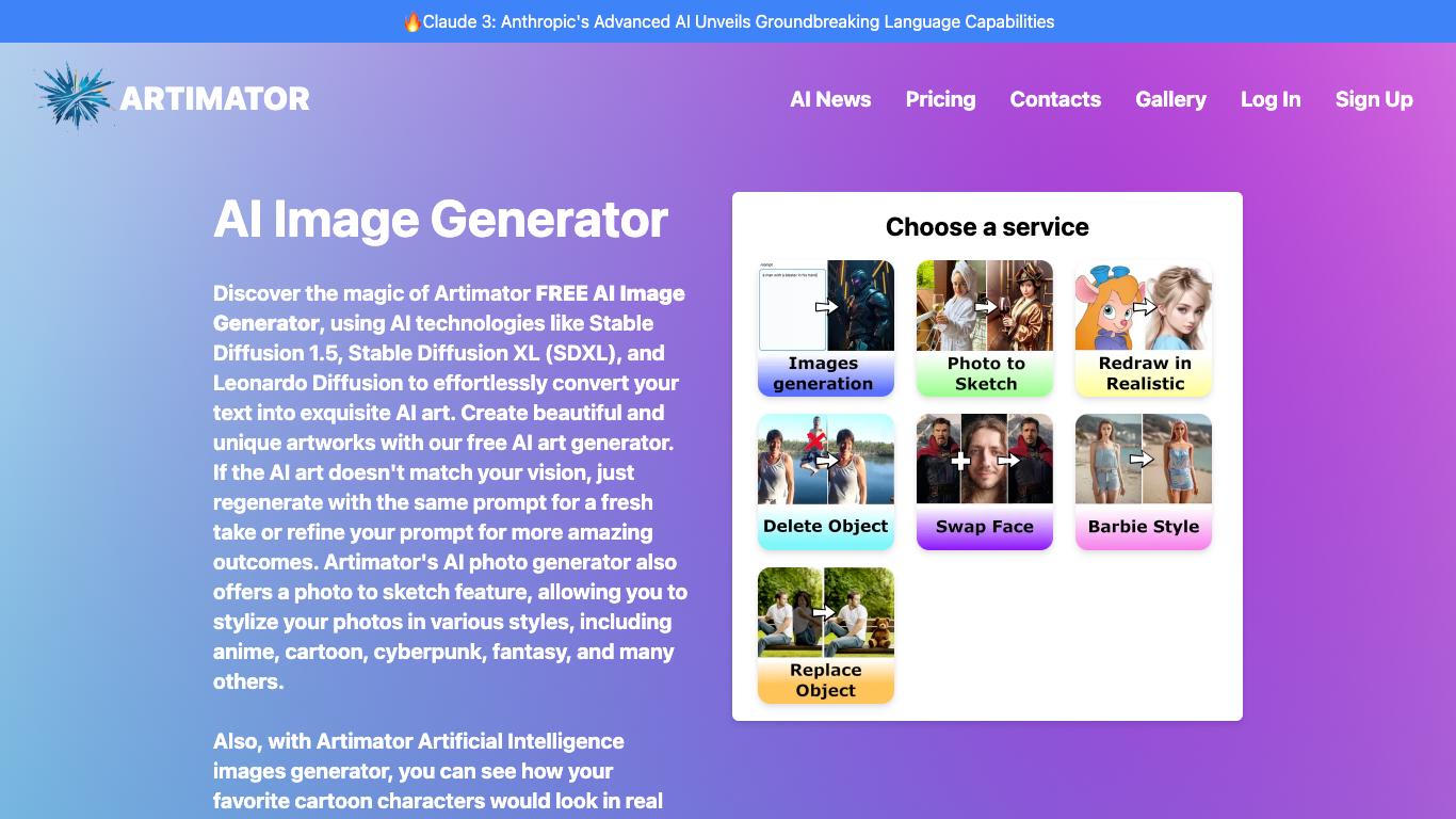 Artimator - Trending AI tool for Image generation and best alternatives