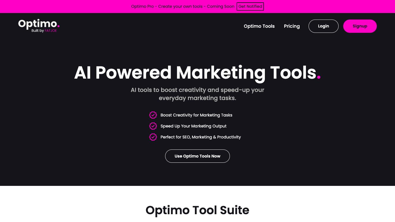 Optimo - Trending AI tool for Content generation and best alternatives