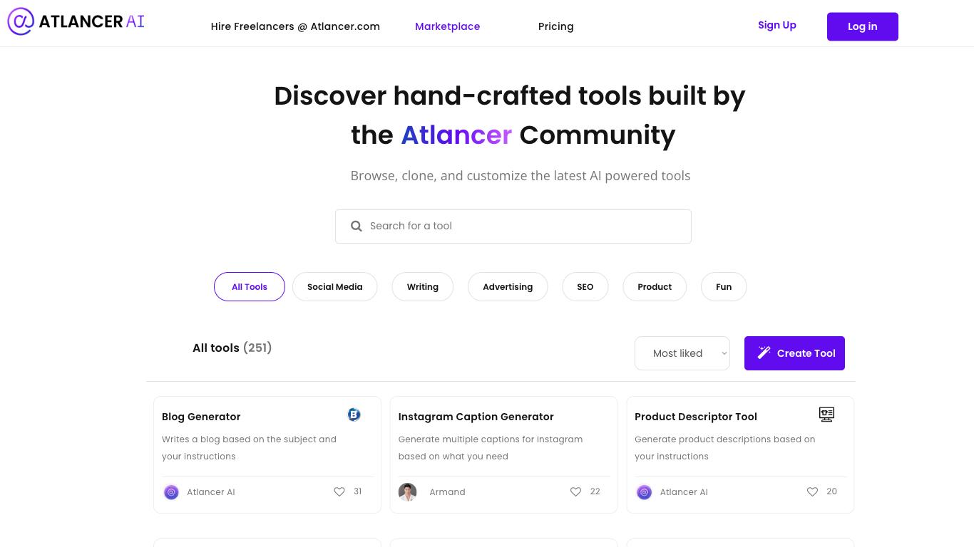 Atlancer - Trending AI tool for Content generation and best alternatives