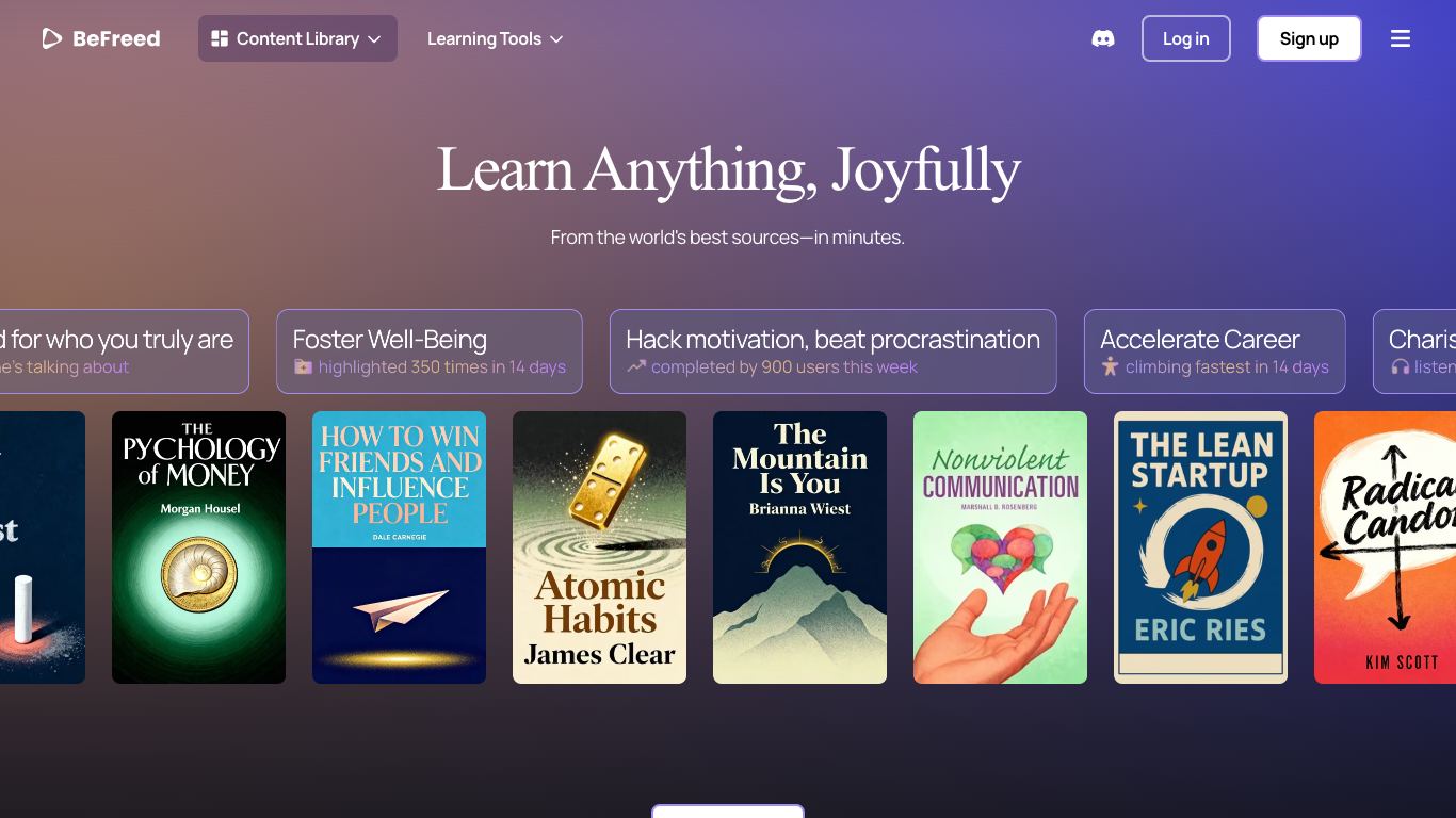BeFreed - An AI-powered, personalized learning app for self improvement