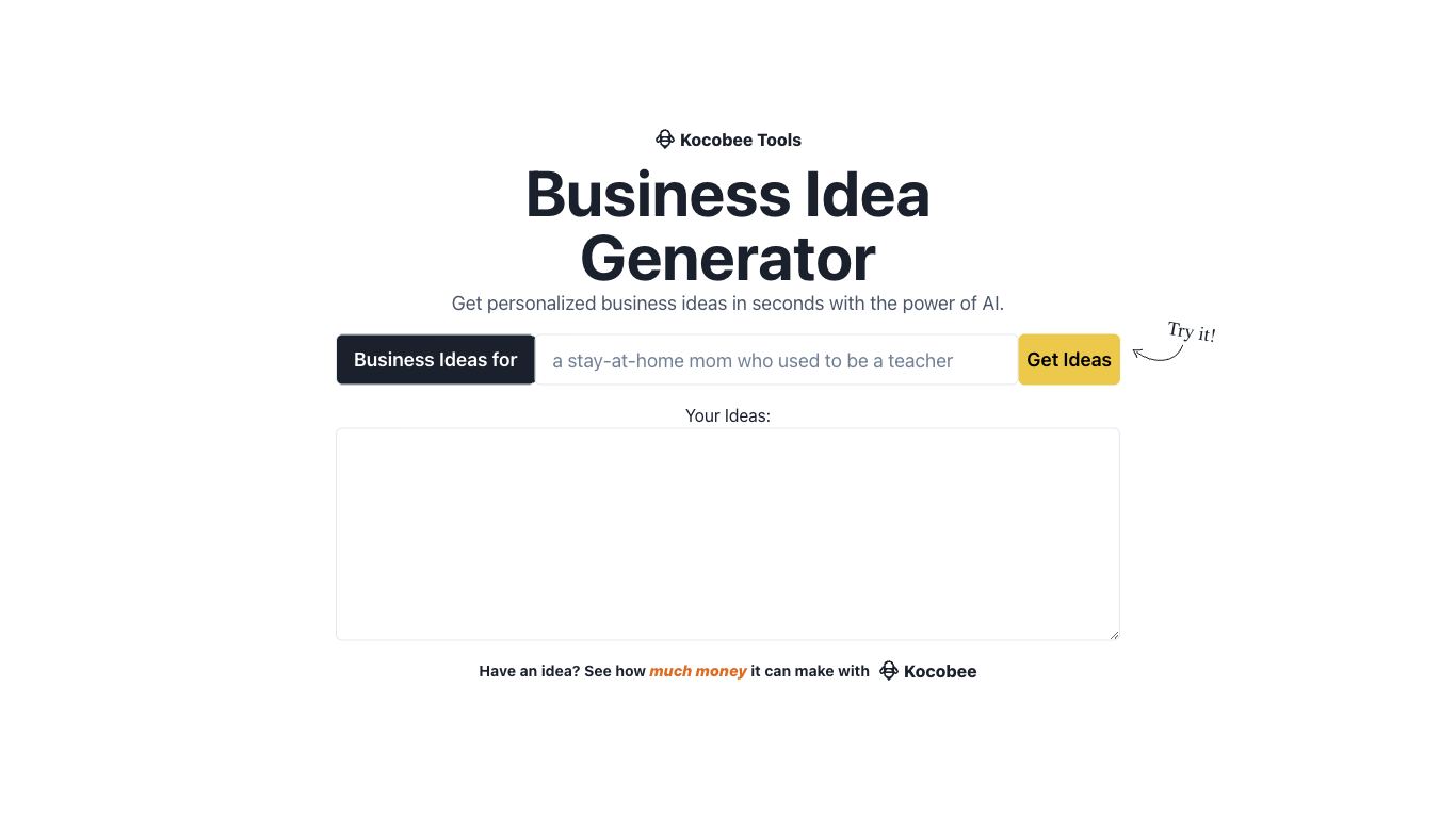Business Idea Generator - Trending AI tool for Startup ideas and best alternatives