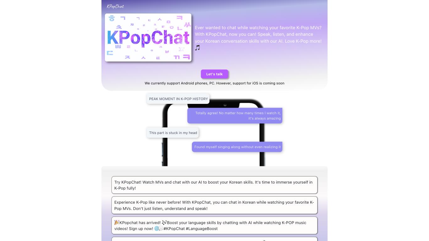 KPopChat - Trending AI tool for Language learning and best alternatives