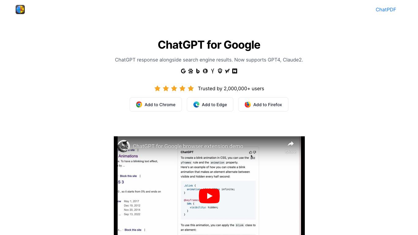 ChatGPT for Google - Trending AI tool for ChatGPT and best alternatives