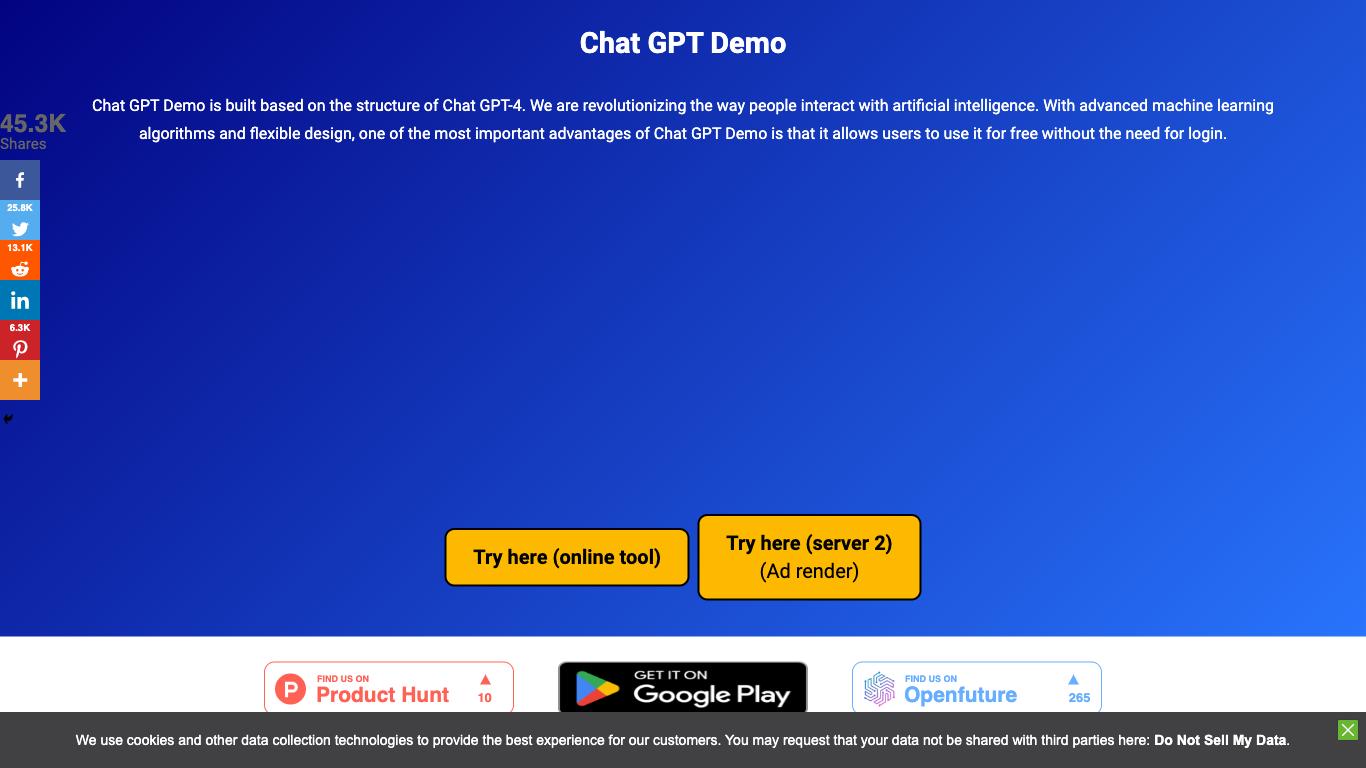Chat GPT Demo - Trending AI tool for ChatGPT and best alternatives