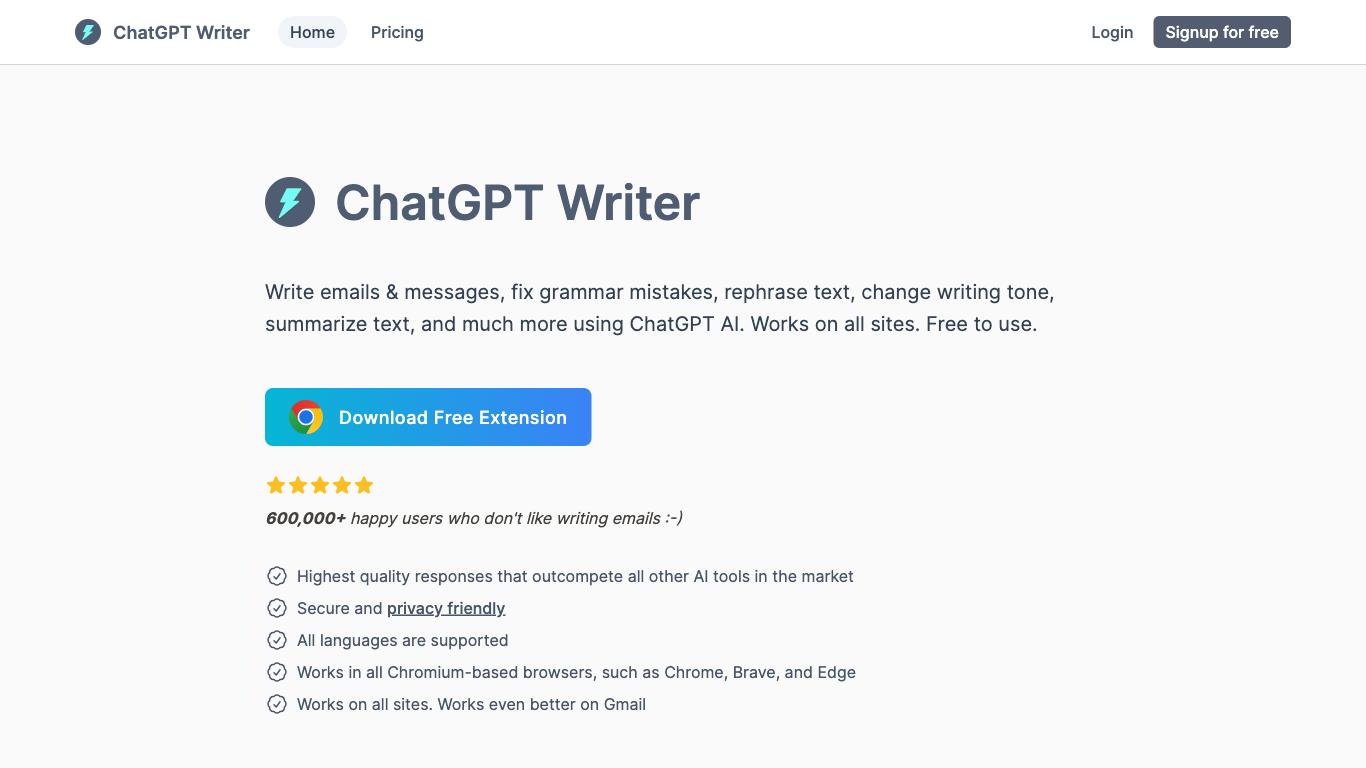 ChatGPT Writer - Trending AI tool for Email writing and best alternatives