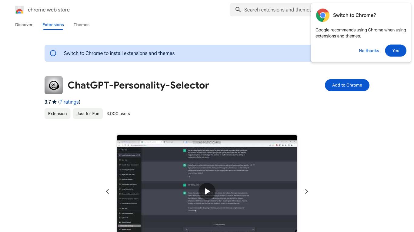 ChatGPT-Personality-Selector - Trending AI tool for Chatbots and best alternatives