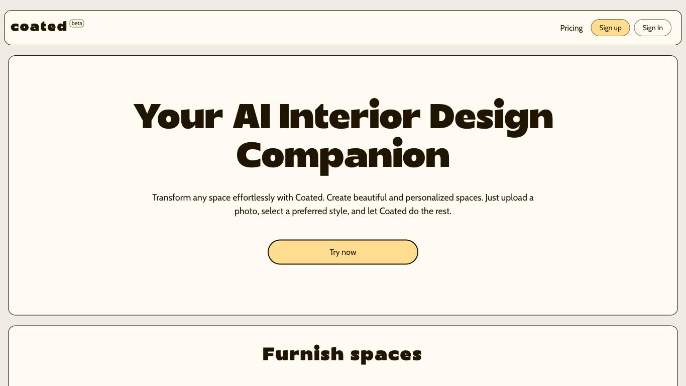 Coated - Trending AI tool for Interior design and best alternatives