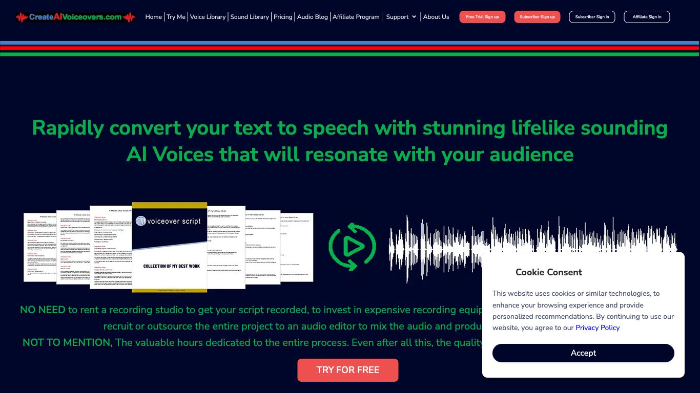 Createaivoiceovers - Trending AI tool for Text to speech and best alternatives