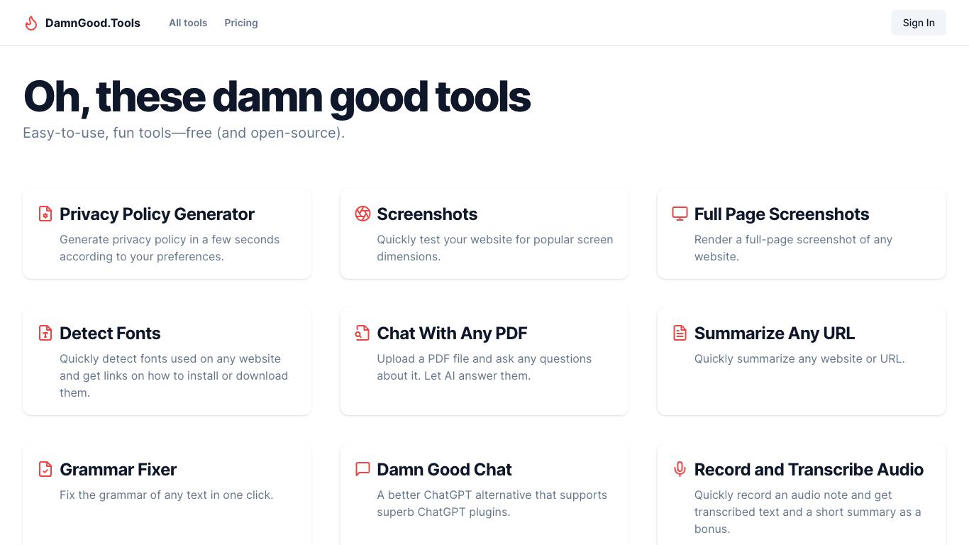 Damn Good Tools - Trending AI tool for Content generation and best alternatives