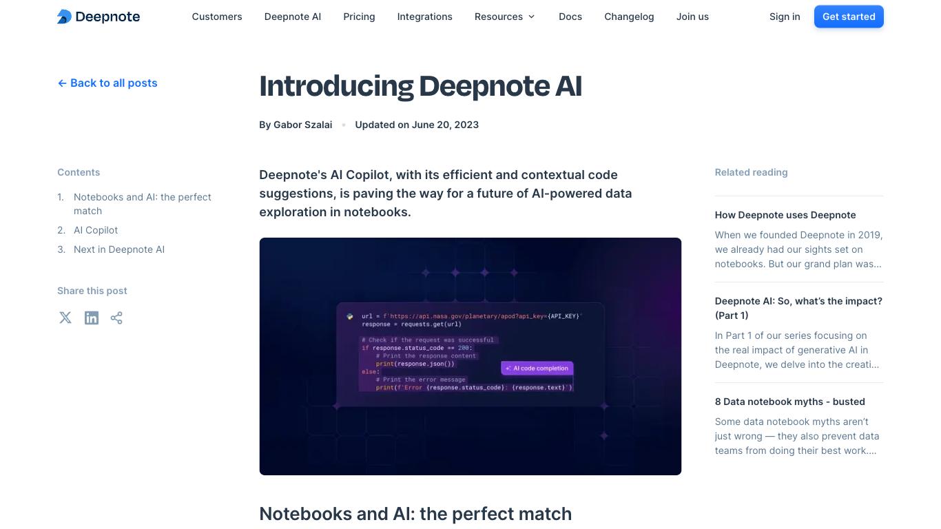 Deepnote Copilot - Trending AI tool for Coding and best alternatives