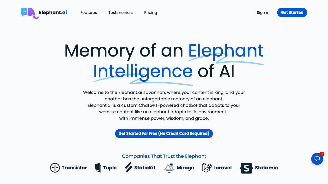 Elephant - Trending AI tool for Chatbots and best alternatives