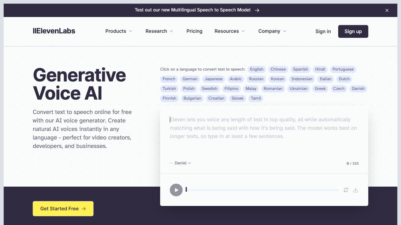 Eleven Labs - Trending AI tool for Text to speech and best alternatives