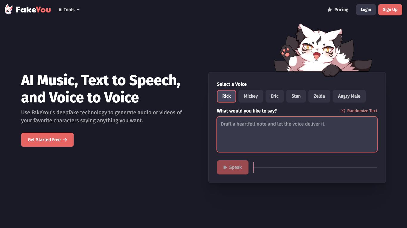 FakeYou - Trending AI tool for Text to speech and best alternatives