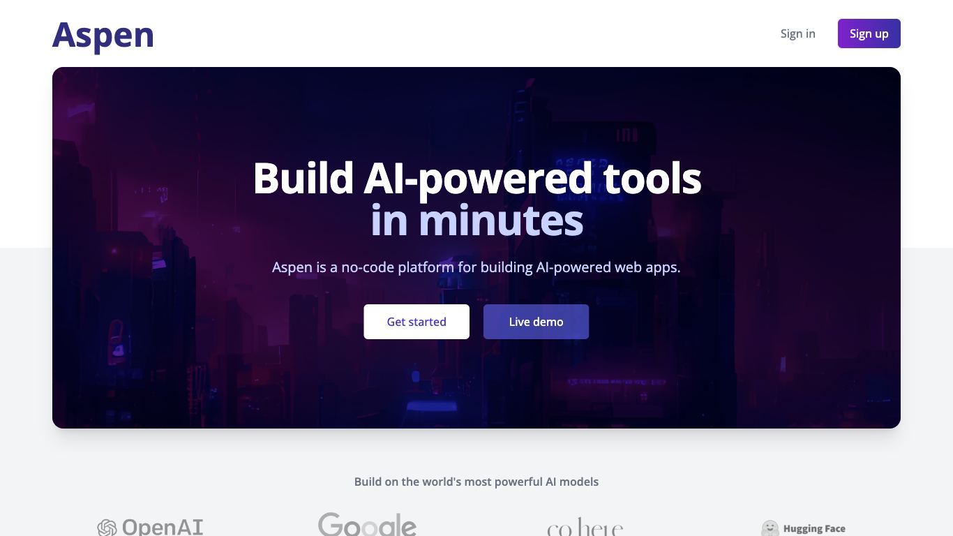 Aspen - Trending AI tool for Website building and best alternatives