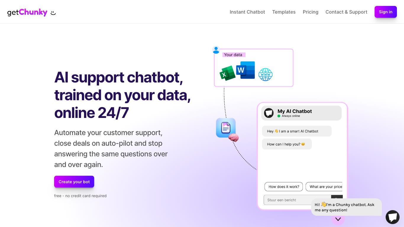 Chunky - Trending AI tool for Chatbots and best alternatives