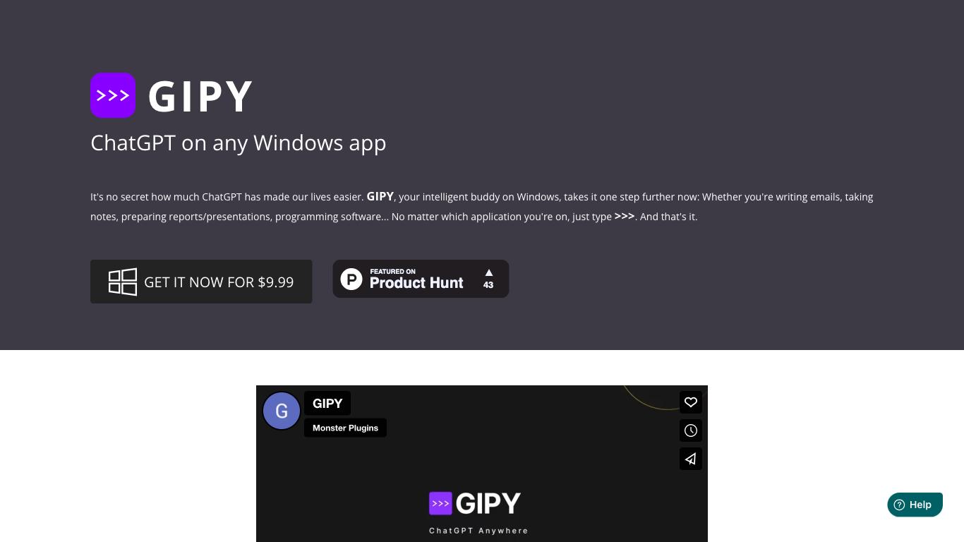 Gipy - Trending AI tool for ChatGPT and best alternatives