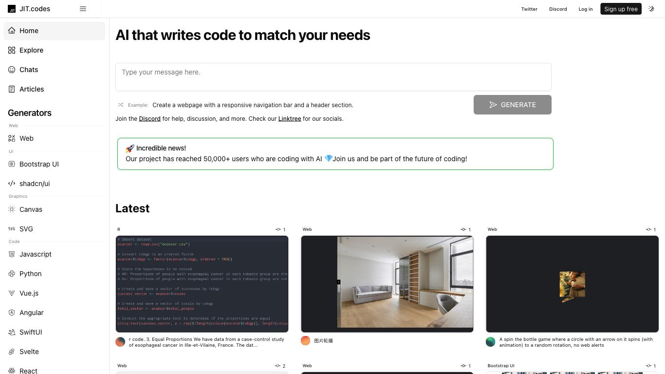 Jit Codes - Trending AI tool for Coding and best alternatives