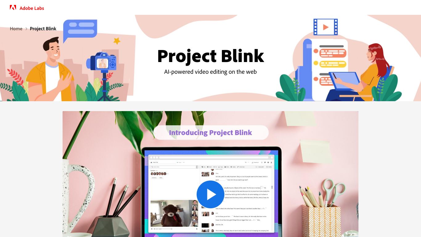 Project Blink - Trending AI tool for Video editing and best alternatives