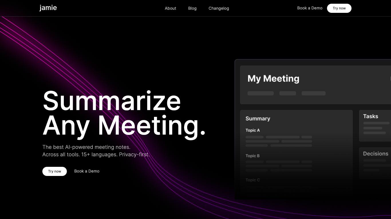 Jamie - Trending AI tool for Meeting summaries and best alternatives