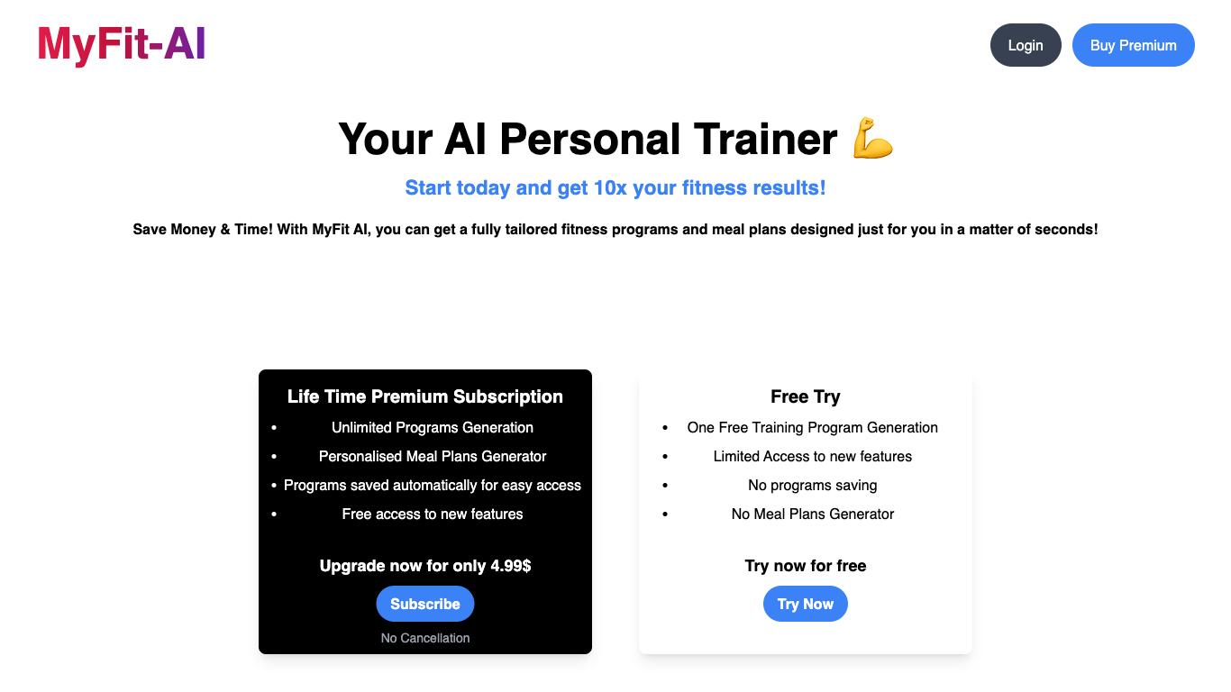 Myfit-AI - Trending AI tool for Fitness and best alternatives