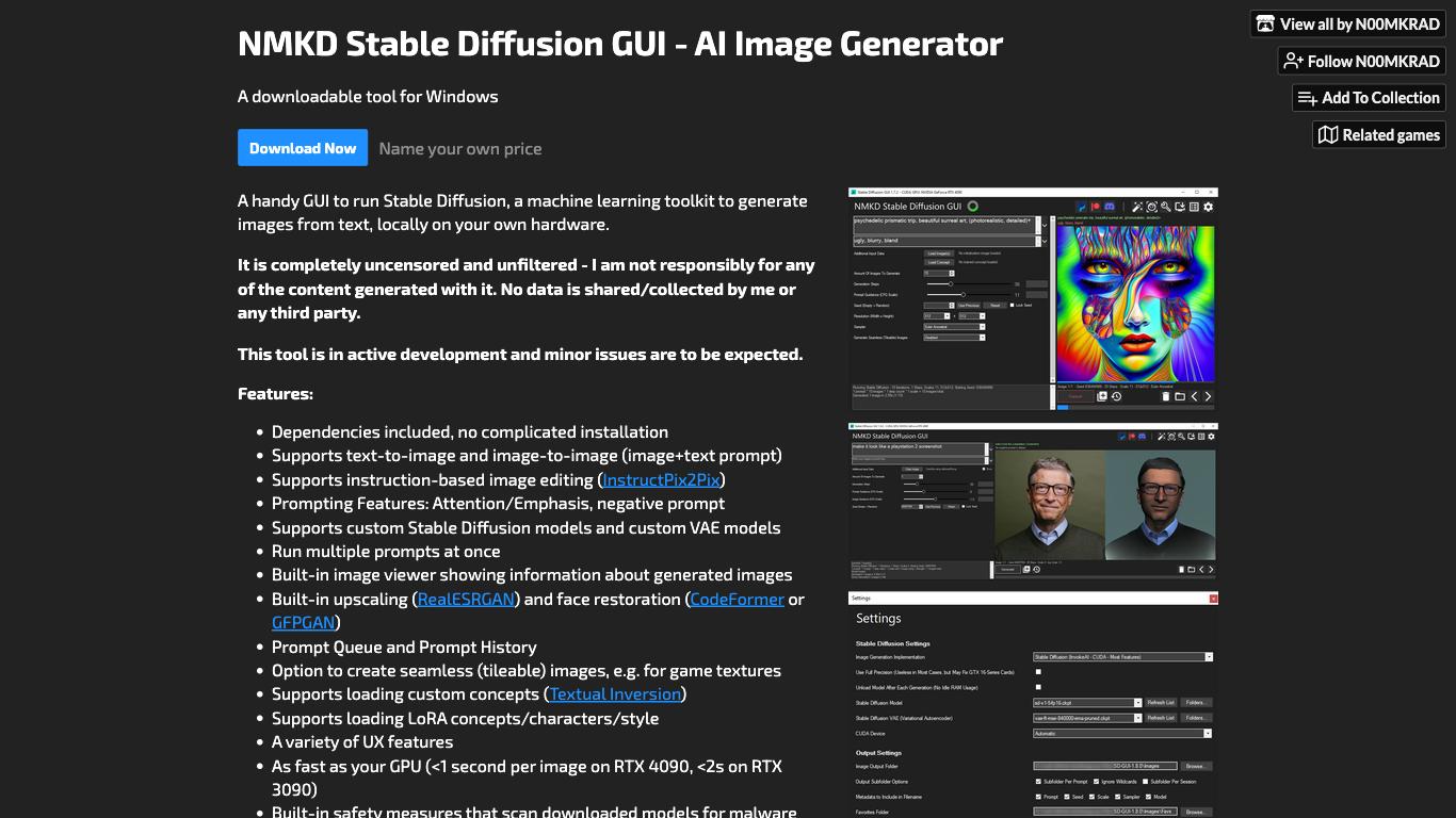 NMKD Stable Diffusion - Trending AI tool for Image generation and best alternatives