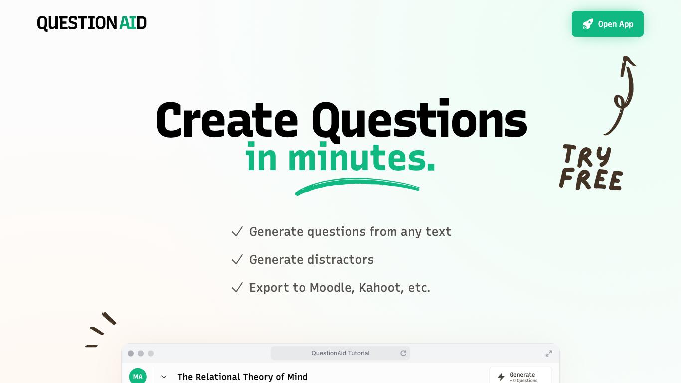 QuestionAid - Trending AI tool for Quizzes and best alternatives