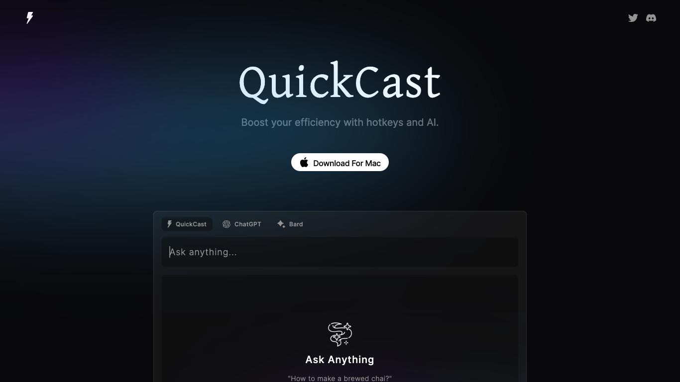 Quickcast - Trending AI tool for ChatGPT and best alternatives