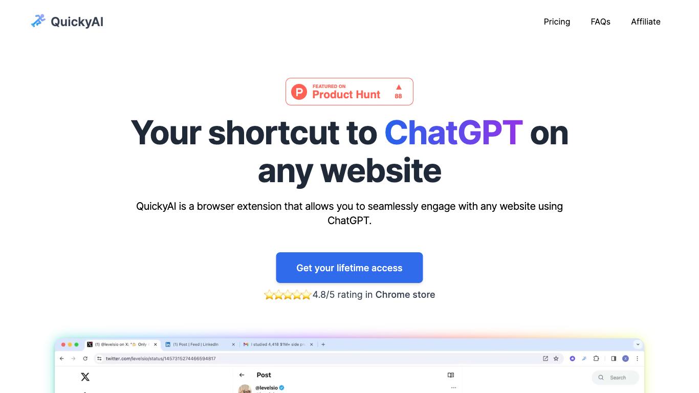 QuickyAI - Trending AI tool for ChatGPT and best alternatives