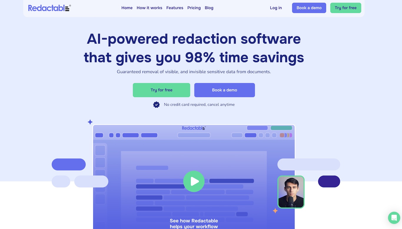 Redactable - AI-powered redaction software that gives you 98% time savings.