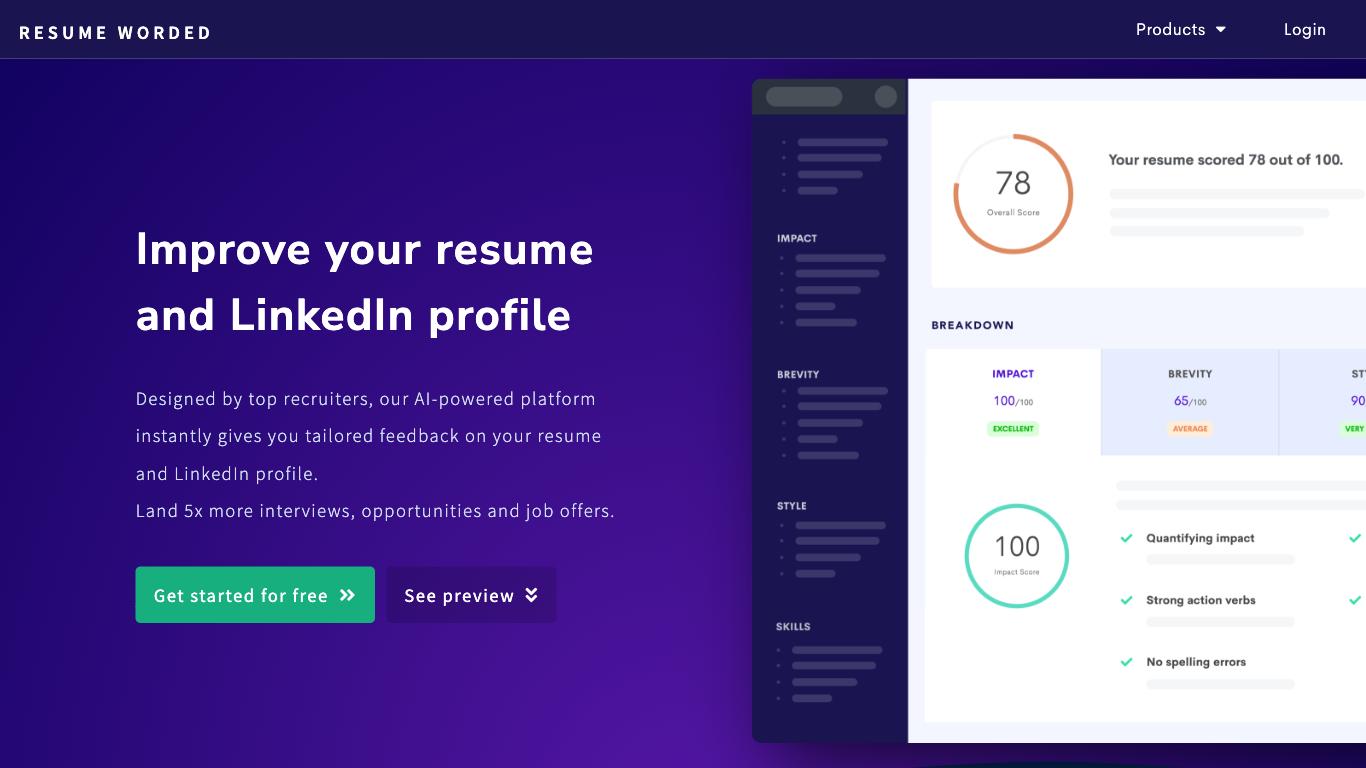 Resume Worded - Trending AI tool for Resumes and best alternatives