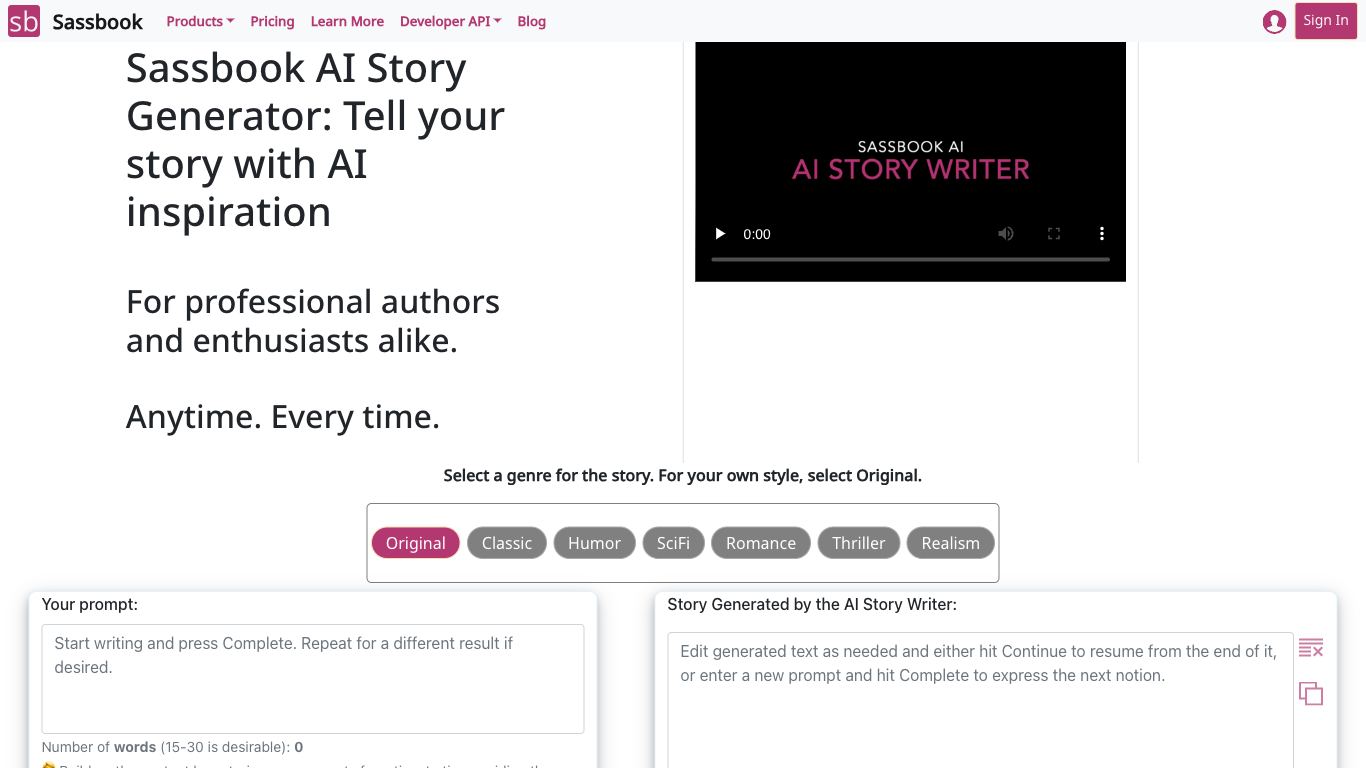 Sassbook AI Story generator - Trending AI tool for Story writing and best alternatives