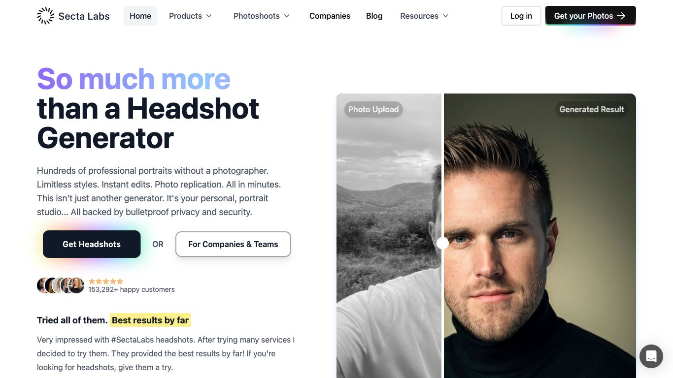 Secta AI - Get hundreds of realistic headshots in minutes