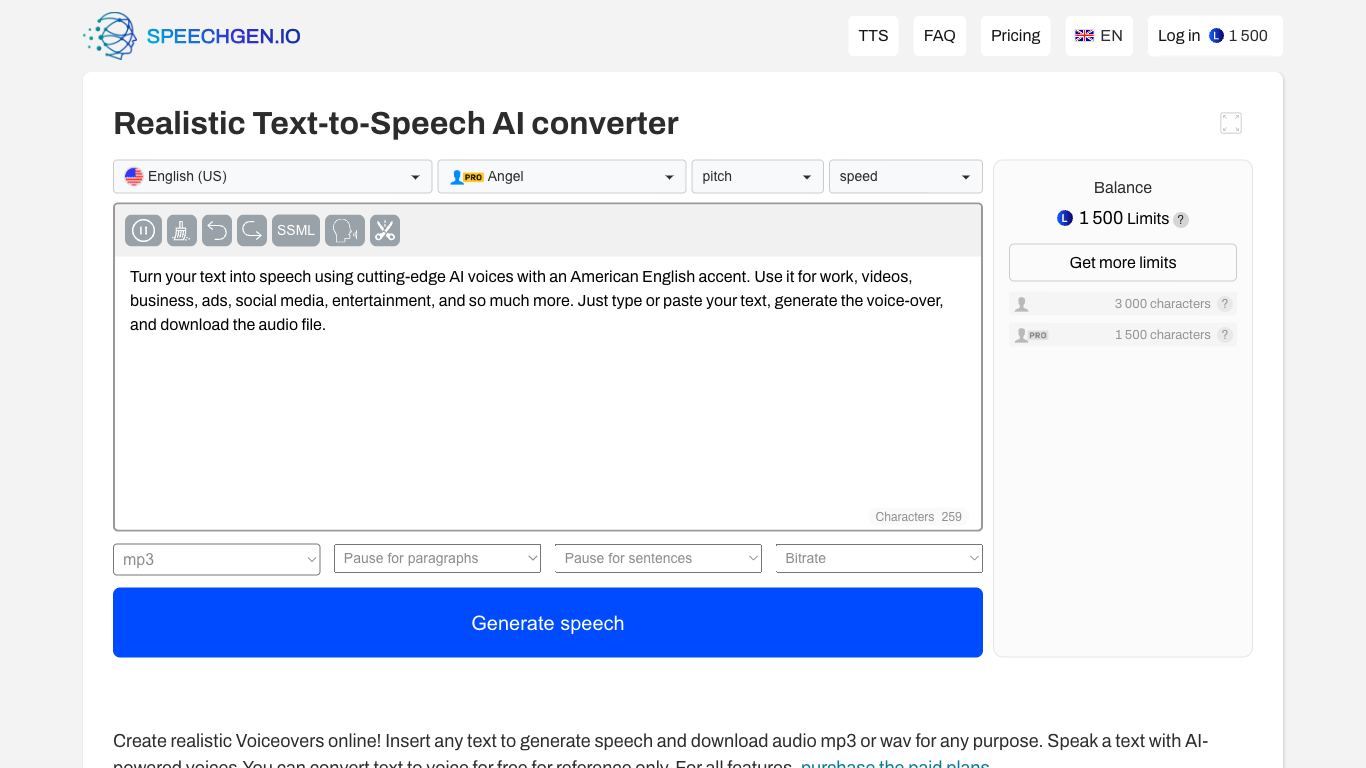 SpeechGen - Trending AI tool for Text to speech and best alternatives