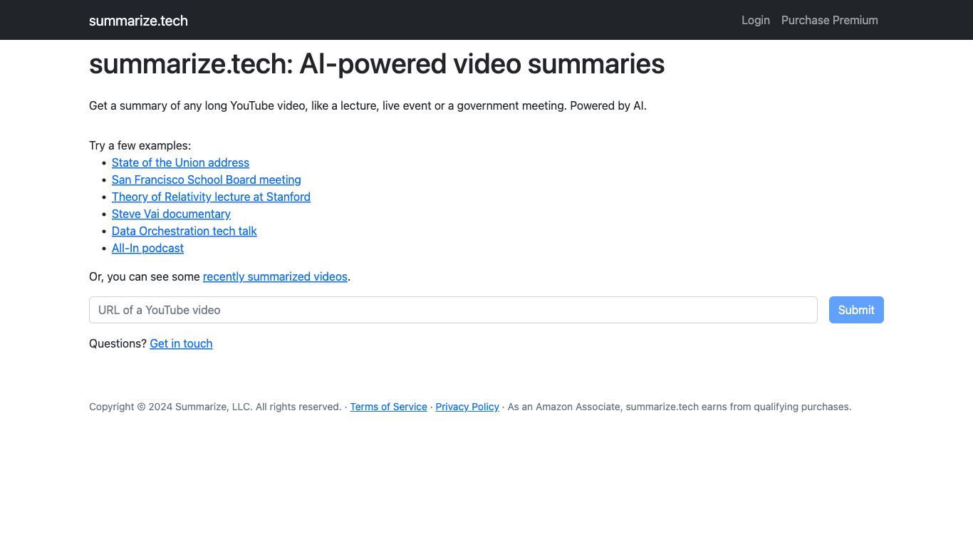 Summarize Tech - Trending AI tool for Video summaries and best alternatives