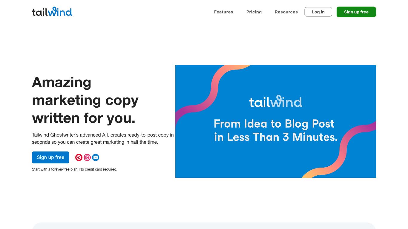 Tailwind Ghostwriter - Trending AI tool for Copywriting and best alternatives