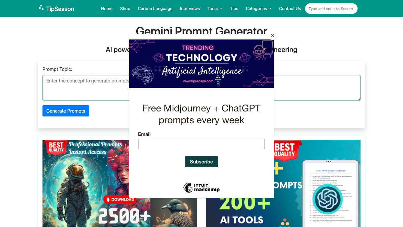 Gemini Prompt Generator - Trending AI tool for Prompt Engineering and best alternatives