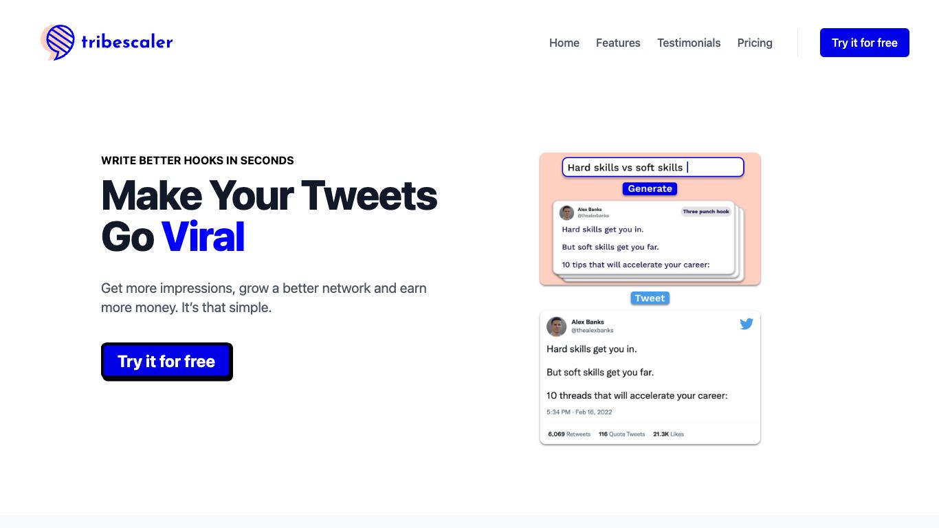 Tribescaler - Trending AI tool for Tweeting and best alternatives