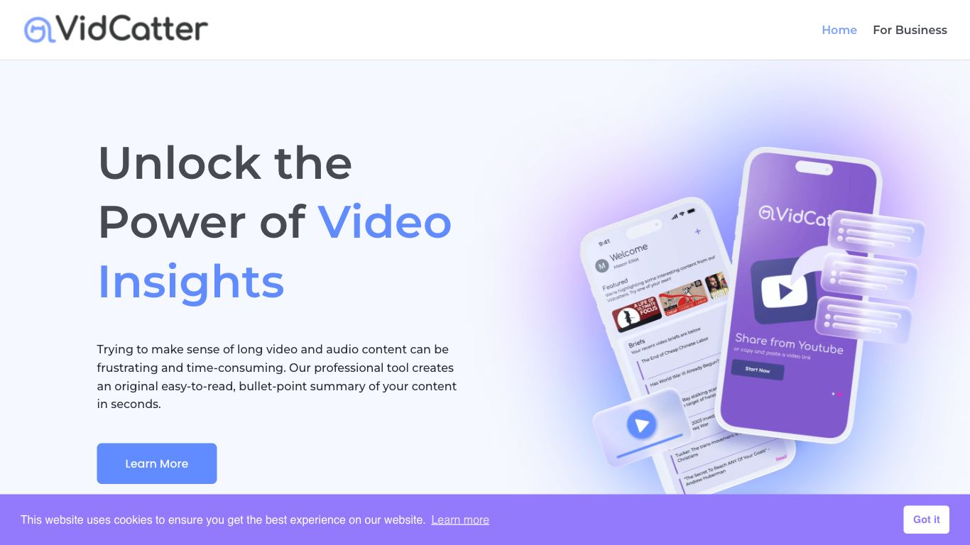 VidCatter - Trending AI tool for Video summaries and best alternatives