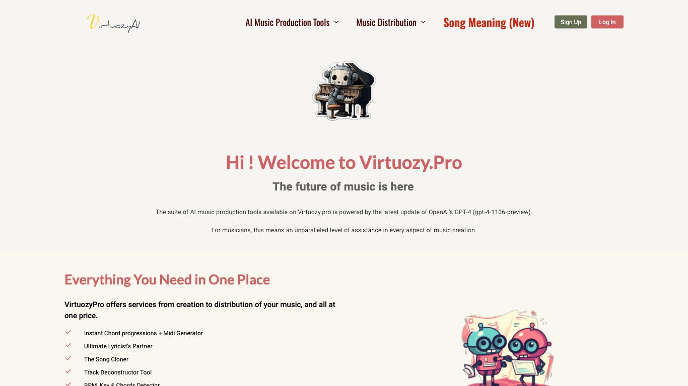 VirtuozyAI - Trending AI tool for Music creation and best alternatives