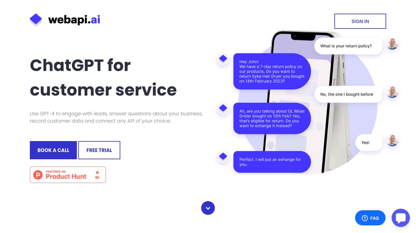 Webapi.ai 2.0 - Trending AI tool for Chatbots and best alternatives