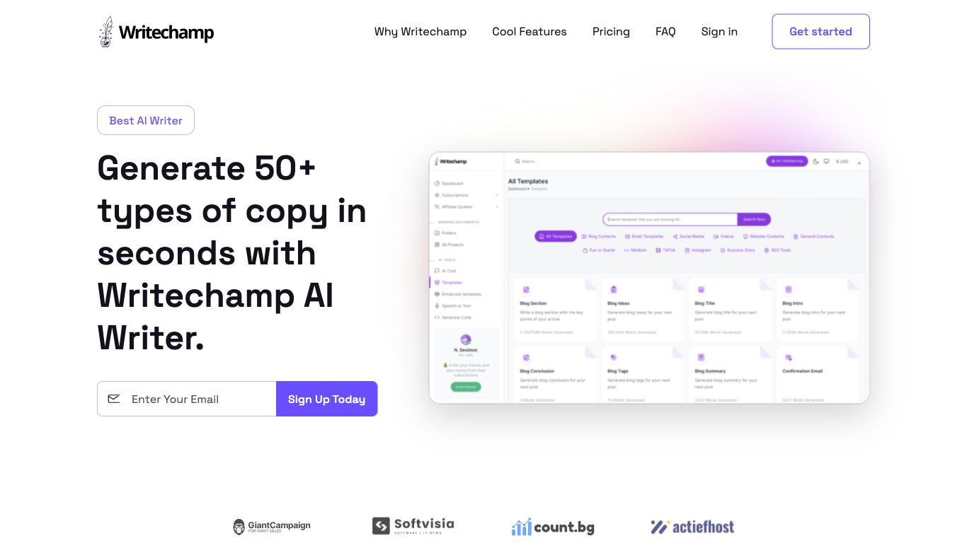 Writechamp - Trending AI tool for Content generation and best alternatives