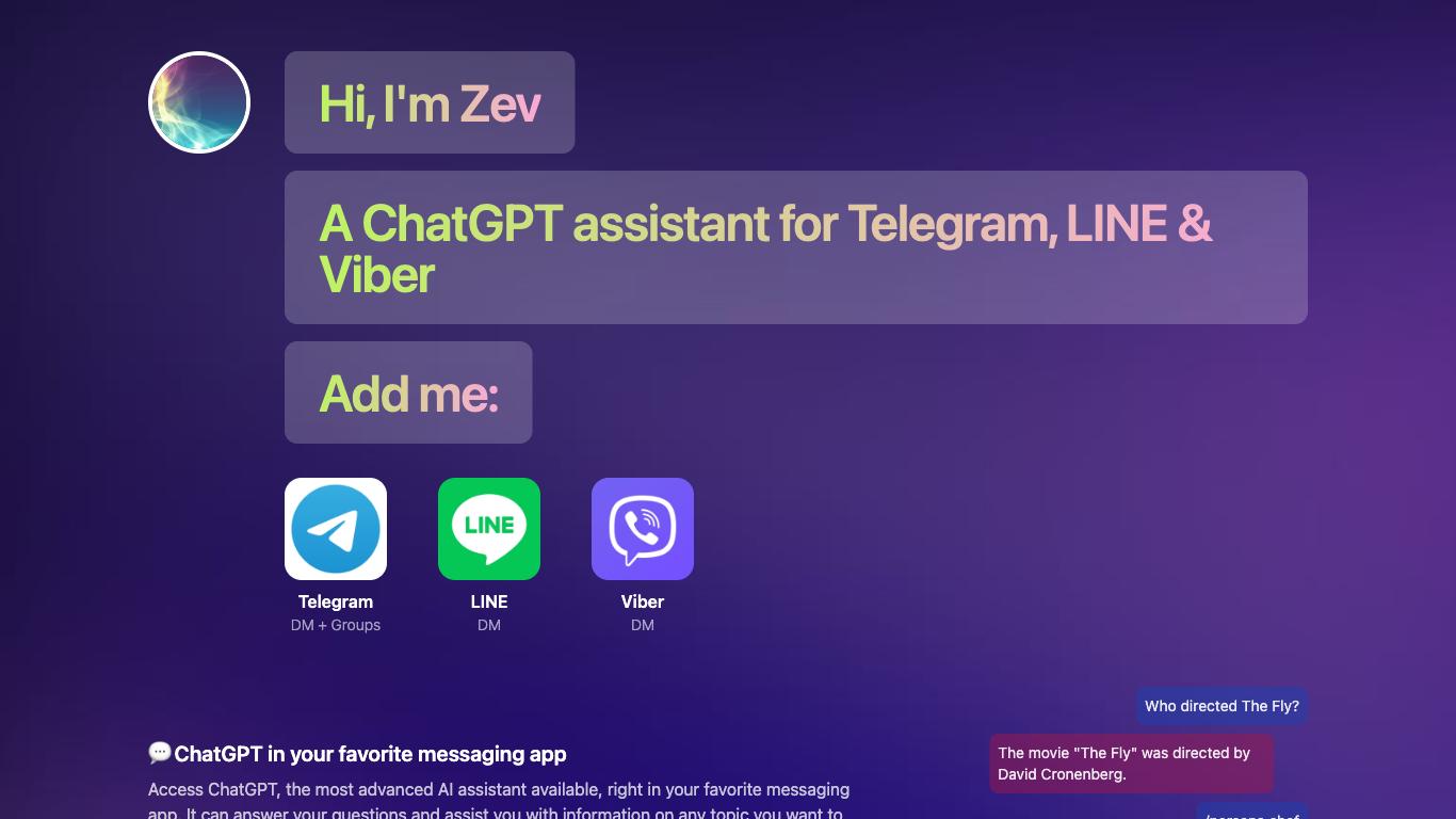 Zev - Trending AI tool for ChatGPT and best alternatives